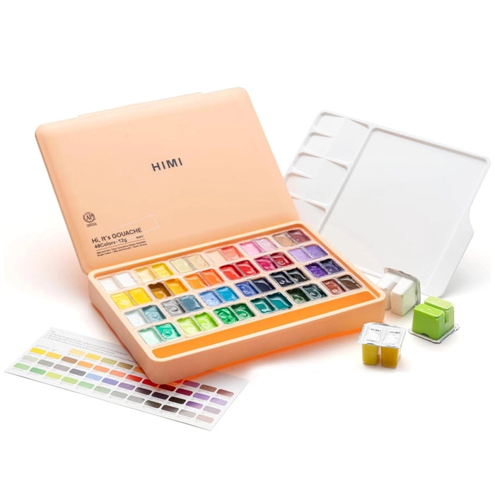 HIMI - Gouache Paint Twin Cup Set | 12 G x 48 Colours  | Peach Fuzz