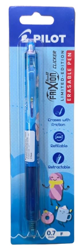 Pilot Frixion Erasable & Refillable Clicker/Retractable Roller Ball Pen|Blue Ink- 0.7mm  | Sweet paradise Character Series