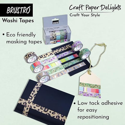 Brustro washi tapes with packaging on a light green background