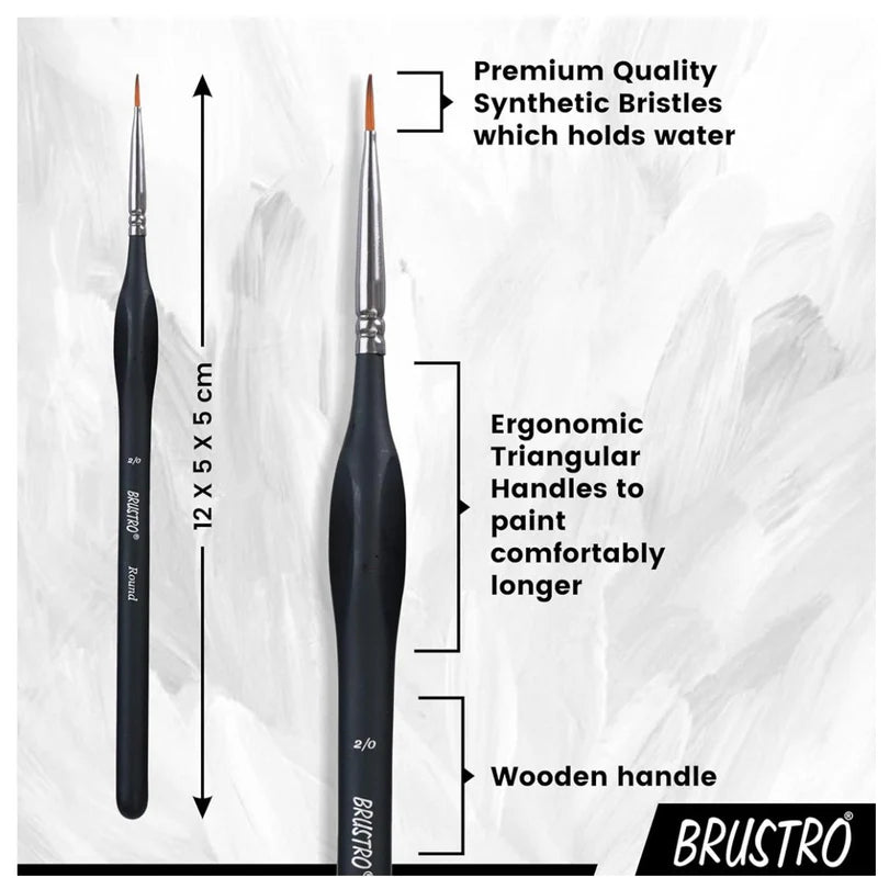 Two paintbrushes with labeled features on a white background, featuring the Brustro brand.