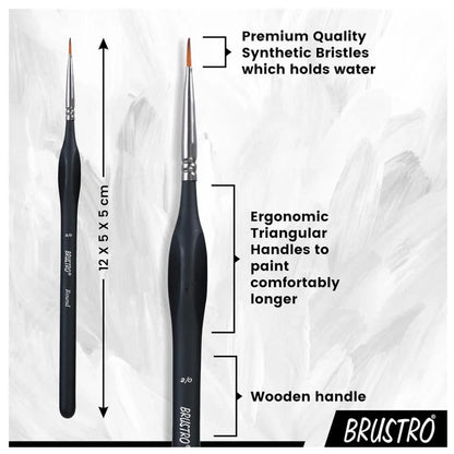 Two paintbrushes with labeled features on a white background, featuring the Brustro brand.