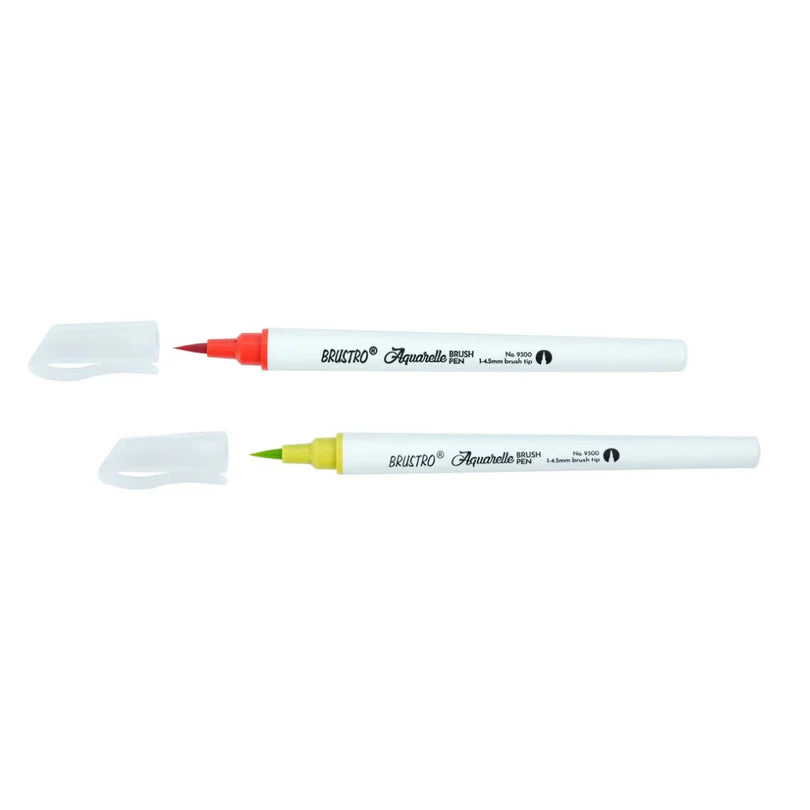 Two markers with red and green caps on a white background