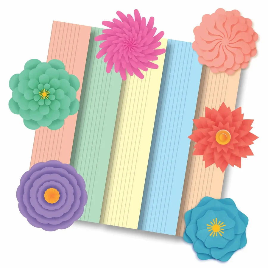 Colorful flower bookmarks on a white background