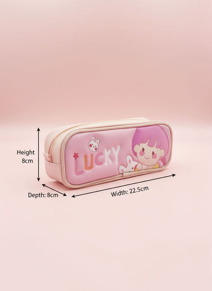 Kawaii Zipper Pencil case - Lucky Girl
