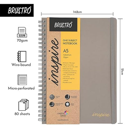 Brustro notebook with specifications on a white background
