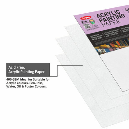 Acrylic painting paper with a brand label on a white background