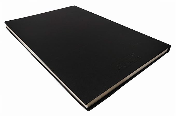 Black notebook on a white background