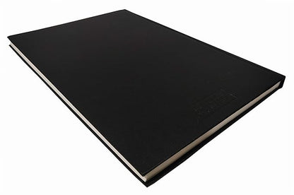 Black notebook on a white background