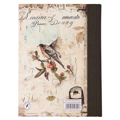 Notebook with bird and floral design on the cover