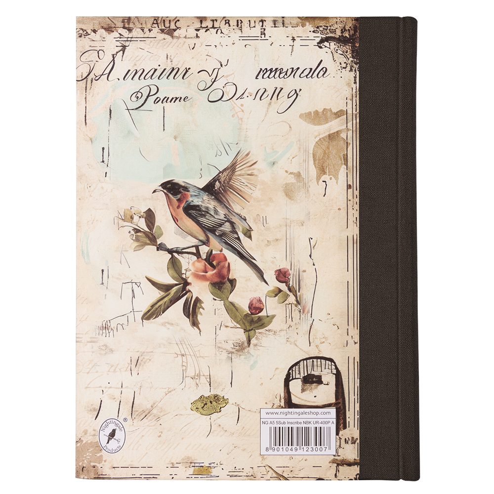 Notebook with bird and floral design on the cover