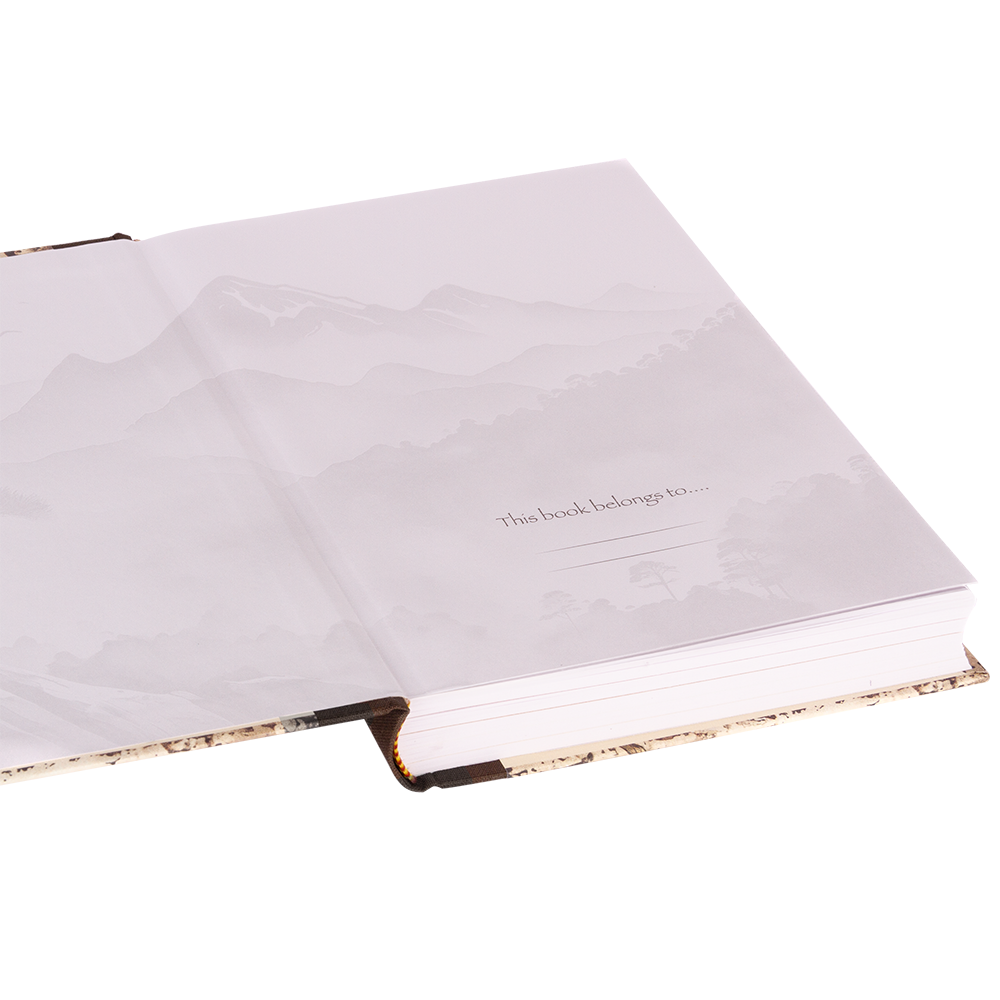 Open notebook with a white cover on a white background