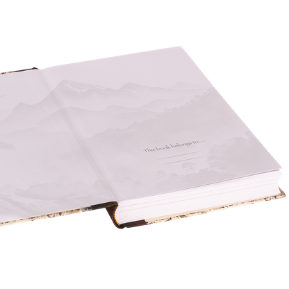Open notebook with a white cover on a white background