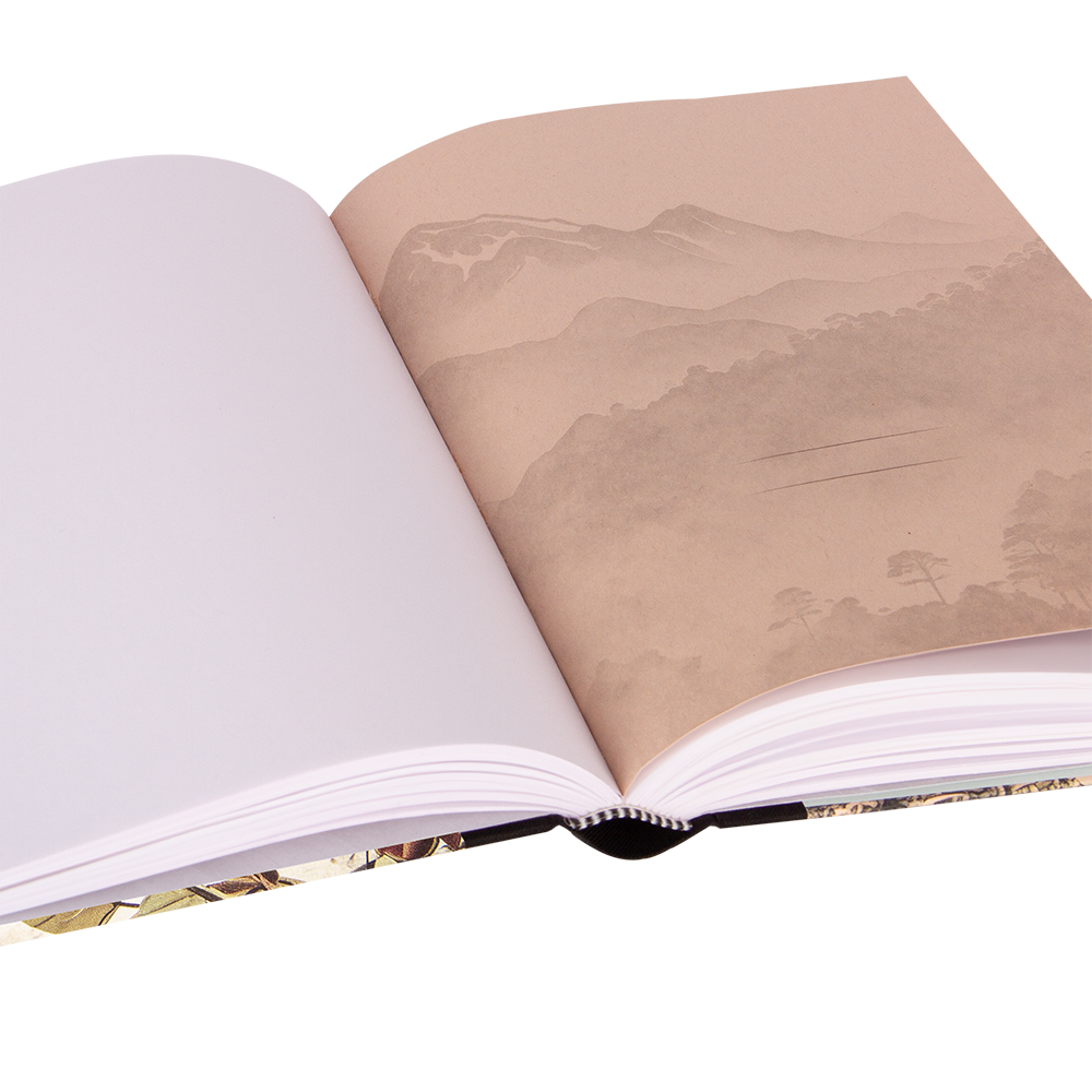 Open notebook with landscape design on pages