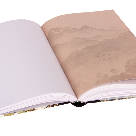 Open notebook with landscape design on pages