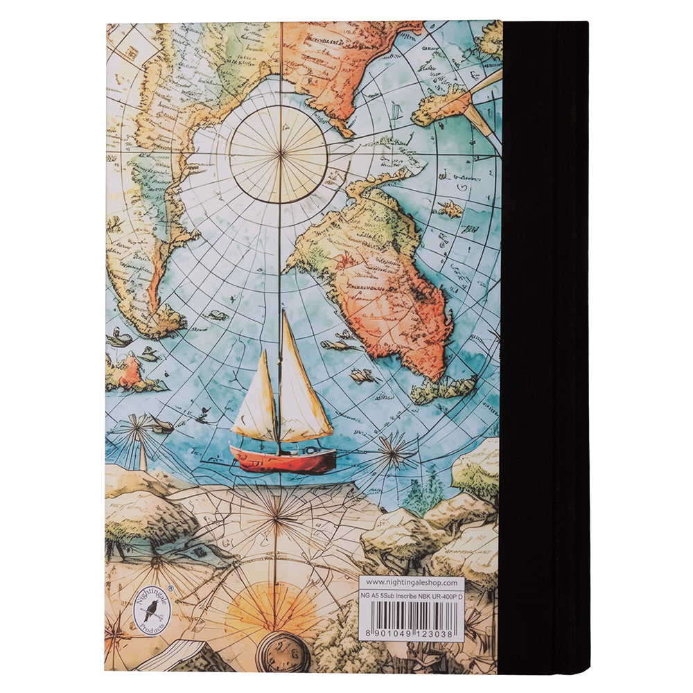 Notebook with a vintage world map design on the cover