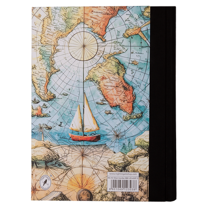 Notebook with a vintage world map design on the cover