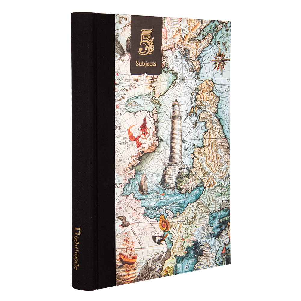 Notebook with a vintage map design on the cover