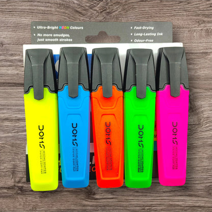 Doms Highlighter Set of 5 Assorted Ultrabright Neon Colours