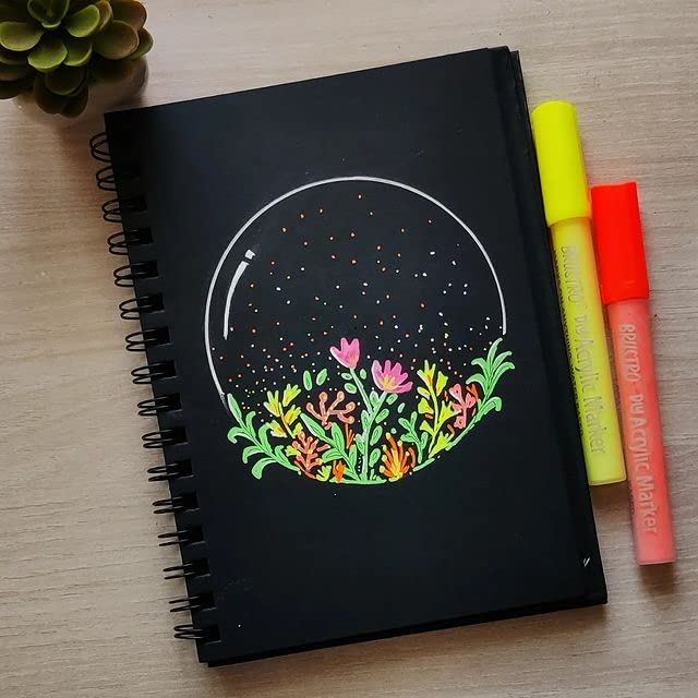 Brustro Black Sketchbook | Wiro Bound |200GSM |A4 |A5|6X6