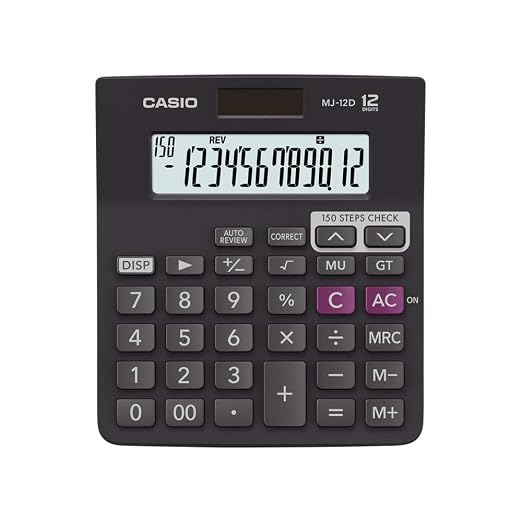 Casio MJ-12D 150 Steps Check and Correct Desktop Financial Calculator, Black