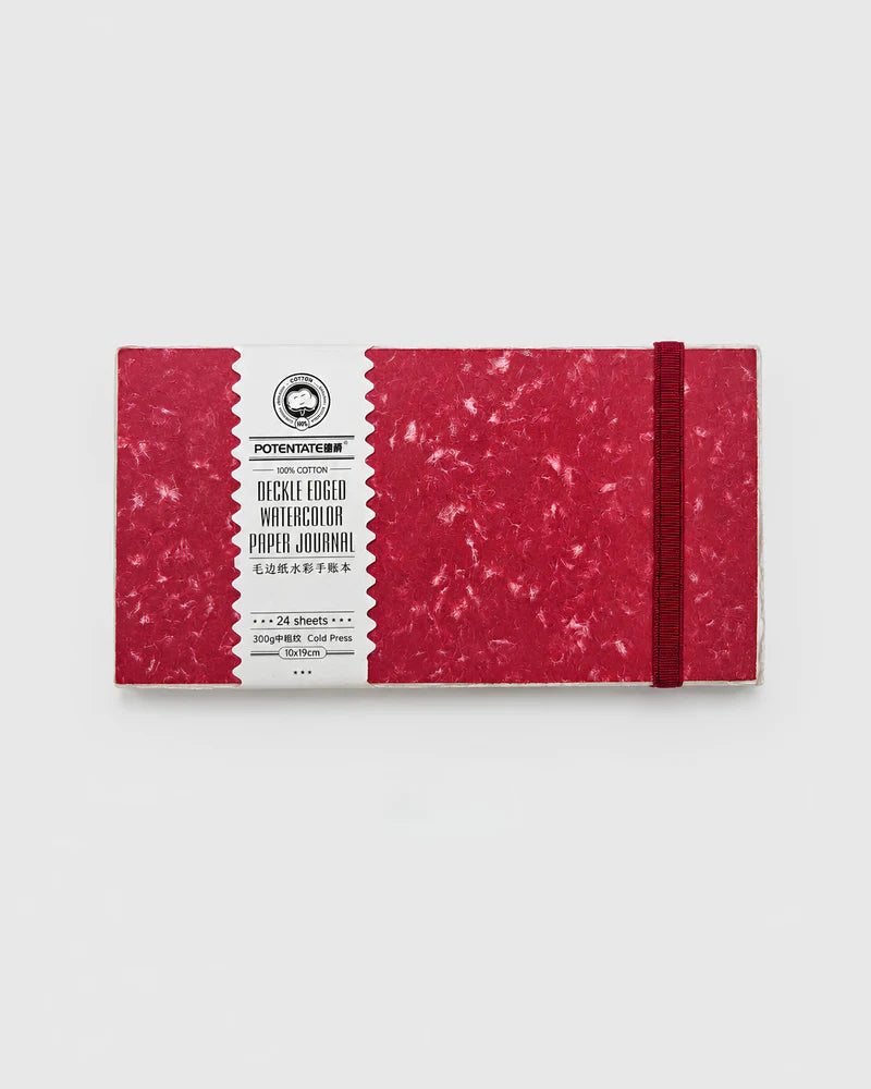 Potentate Deckle Edge Watercolor Handbook – Red | 10 x 19 cm |300GSM|Cold press