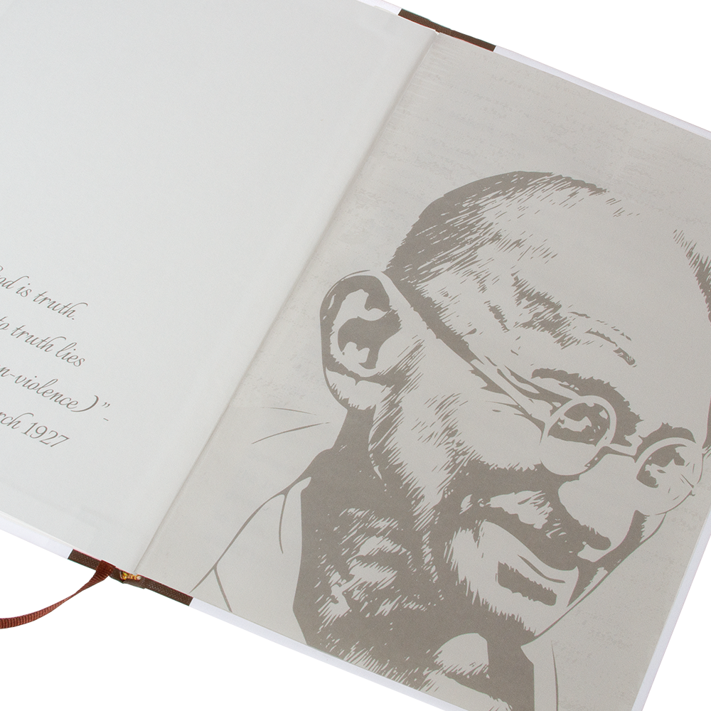 Book open to a page with a engraved portrait of a man on a white background