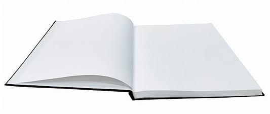 Open book with blank white pages on a white background