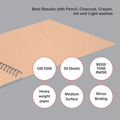 Beige tone paper with text detailing its characteristics on a gray background