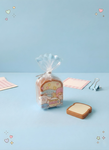Packaged bread with cartoon character on a blue background