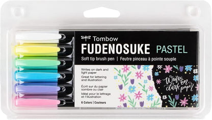 Tombow Fudenosuke Brush Pen 6 Pastel Colors Set