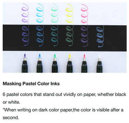 Tombow Fudenosuke Brush Pen 6 Pastel Colors Set