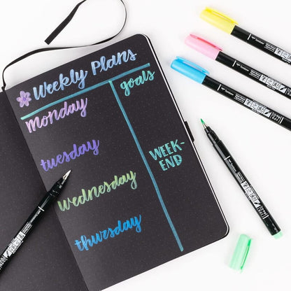 Tombow Fudenosuke Brush Pen 6 Pastel Colors Set