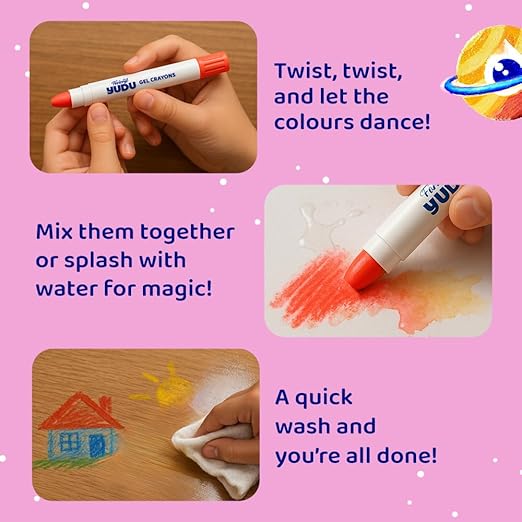 Fevicryl Yudu Gel Crayons | 12 Colours with 1 Brush