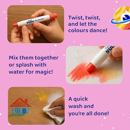 Fevicryl Yudu Gel Crayons | 12 Colours with 1 Brush