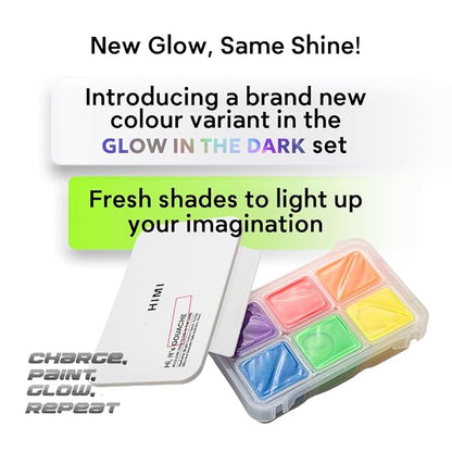 HIMI - Mini Gouache Paints Glow in The Dark | 23 ml Jelly Cups x 6 Colours