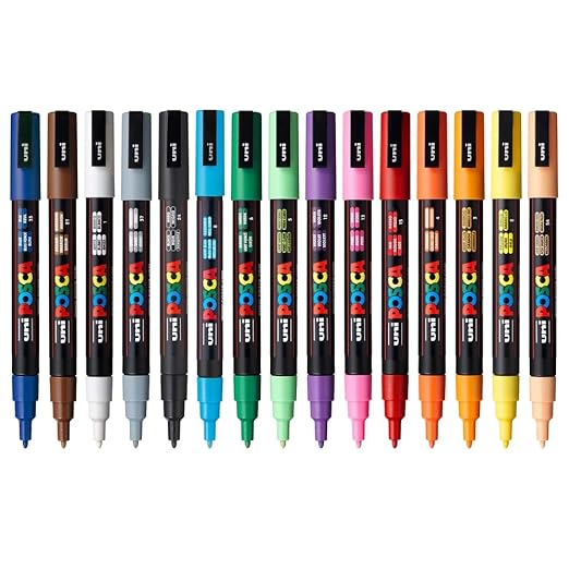 Uniball Posca Paint Marker Set | Water-Based 3M | 16 Colours