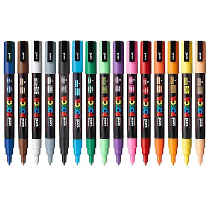 Uniball Posca Paint Marker Set | Water-Based 3M | 16 Colours