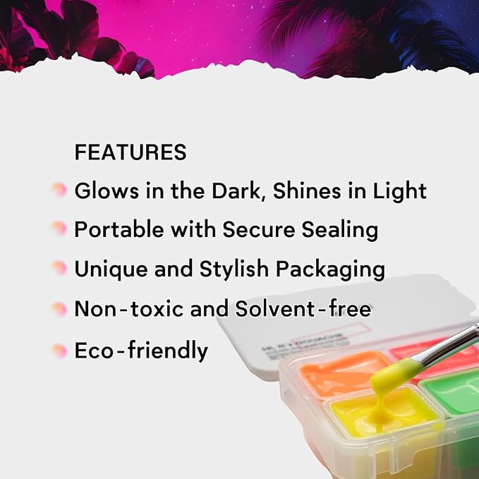 HIMI - Mini Gouache Paints Glow in The Dark | 23 ml Jelly Cups x 6 Colours
