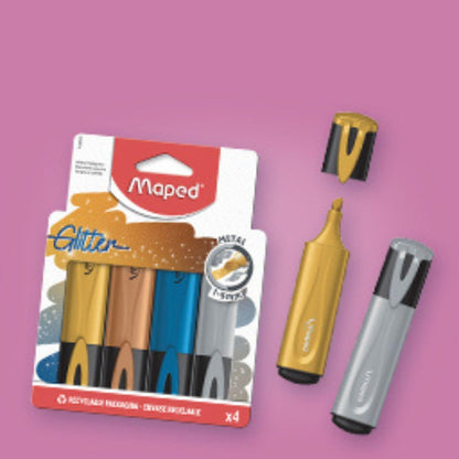 Maped Metallic Glitter Highlighter Set - Pack of 4