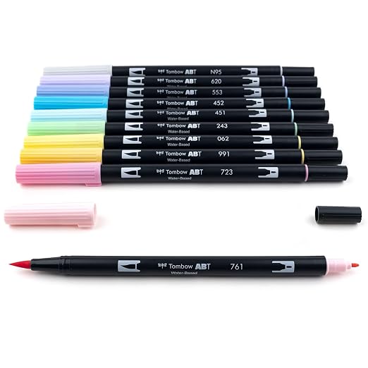 Tombow 56187 Dual Brush Pen Pastel Shades| Set of 10 |Art Markers