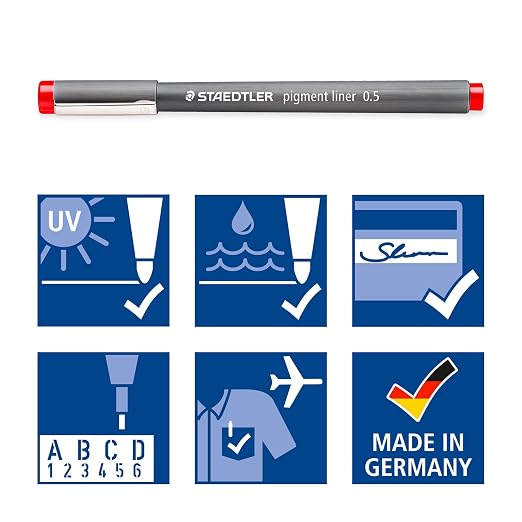 Staedtler Pigment Liner Pen - Assorted Set of 6 (0.35mm)