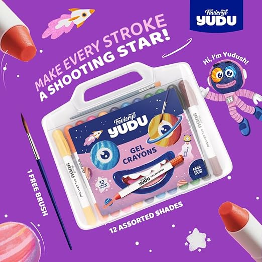 Fevicryl Yudu Gel Crayons | 12 Colours with 1 Brush
