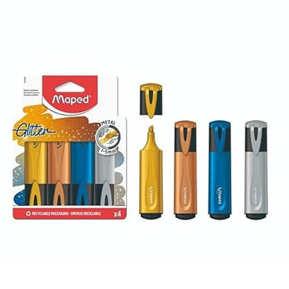 Maped Metallic Glitter Highlighter Set - Pack of 4