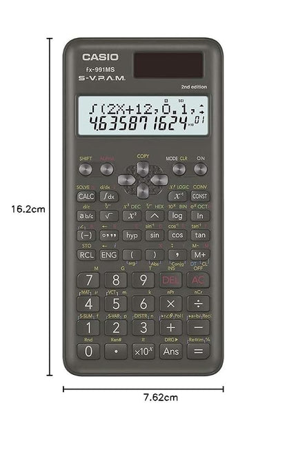 Casio FX-991MS 2nd Gen Non-Programmable Scientific Calculator, 401 Functions and 2-line Display