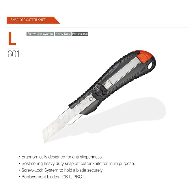 DORCO L601 Cutter - Professional Craft & Design Tool| Snap off blades (L601 - Heavy Duty (with 11 Blades))