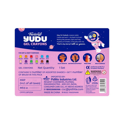 Fevicryl Yudu Gel Crayons | 12 Colours with 1 Brush