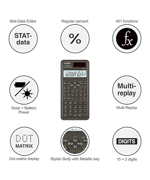 Casio FX-991MS 2nd Gen Non-Programmable Scientific Calculator, 401 Functions and 2-line Display