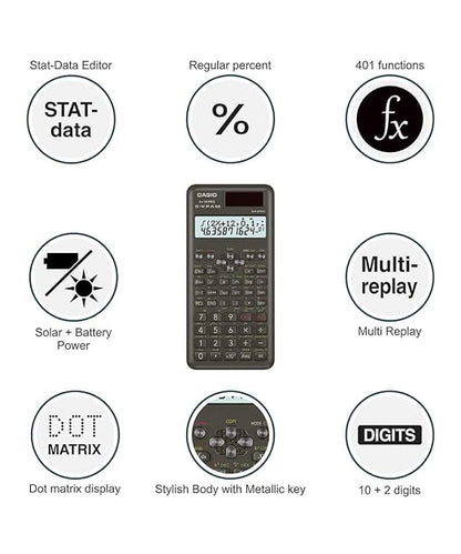Casio FX-991MS 2nd Gen Non-Programmable Scientific Calculator, 401 Functions and 2-line Display