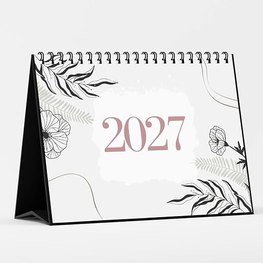 A5 Desk Calendar 2027 | Modern Art Table Calendar | 12-Month Planner with Notes Section |300 GSM Textured Paper