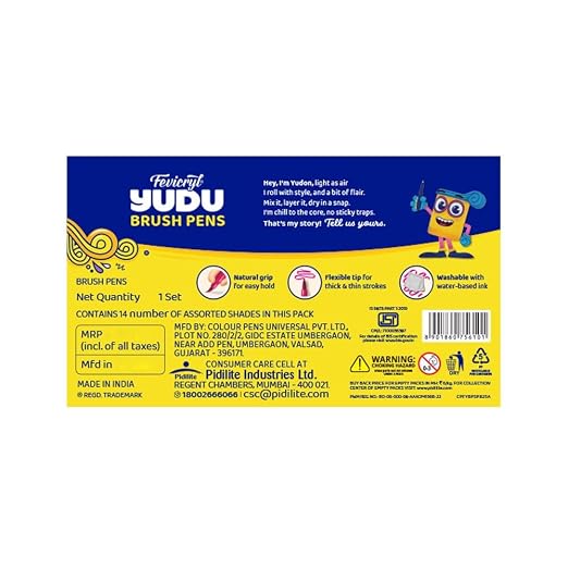 Fevicryl YUDU Brush Pens | Set of 14 Colours